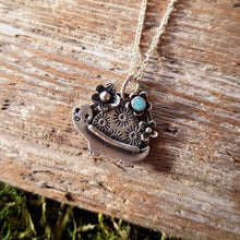 Load image into Gallery viewer, Floral Turtle Sterling Silver Pendant
