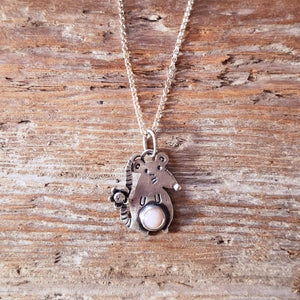 Pink Opal Rat Sterling Silver Pendant