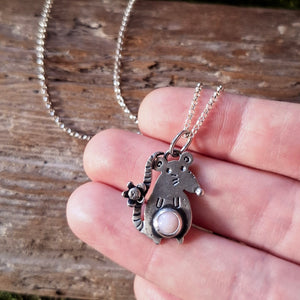 Pink Opal Rat Sterling Silver Pendant