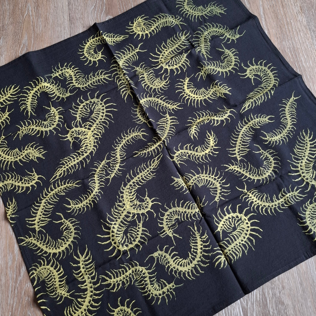 Black Centipede Print Bandana