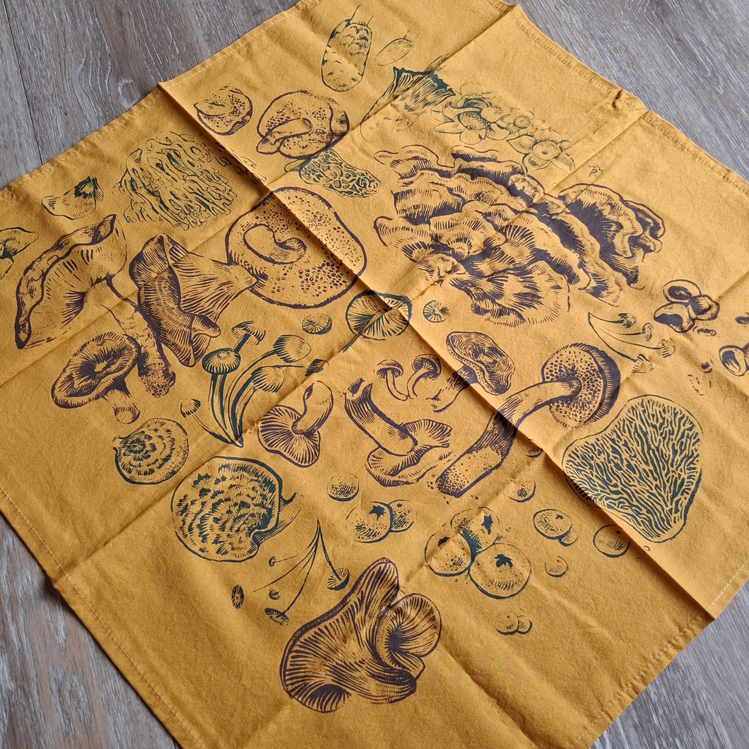 Yellow Mushroom Print Bandana