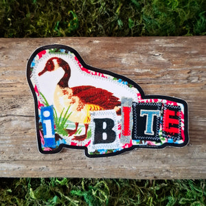 "I Bite" Goose Collage Sticker