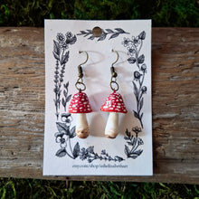 Load image into Gallery viewer, Handmade Amanita Mushroom Earrings

