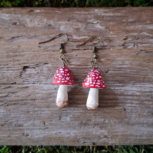 Handmade Amanita Mushroom Earrings
