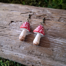 Load image into Gallery viewer, Handmade Amanita Mushroom Earrings
