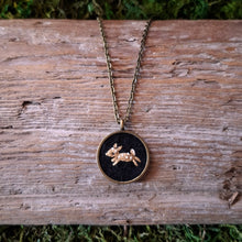 Load image into Gallery viewer, Tiny Embroidered Fawn Necklace
