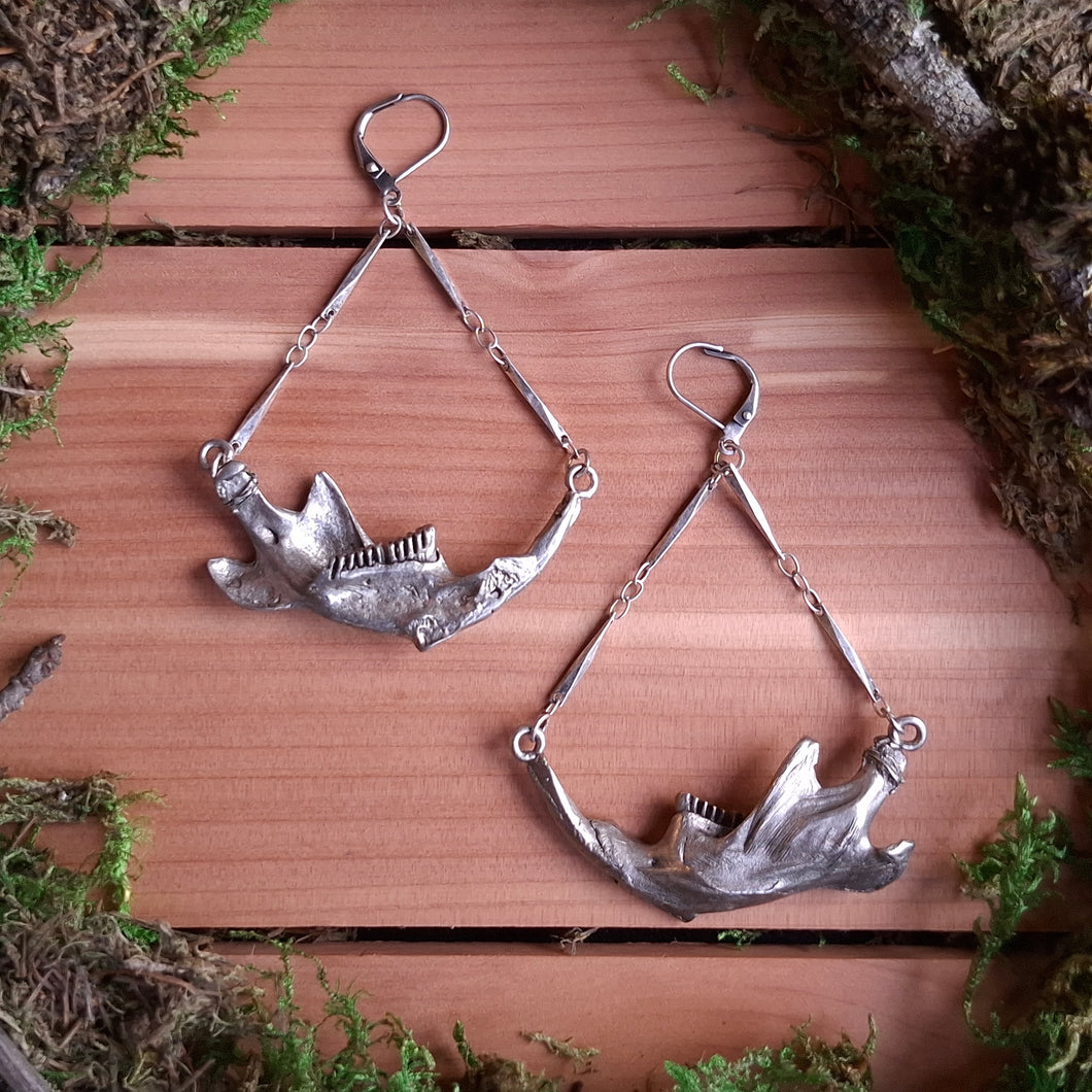 Heavy Muskrat Jaw Dangle Earrings