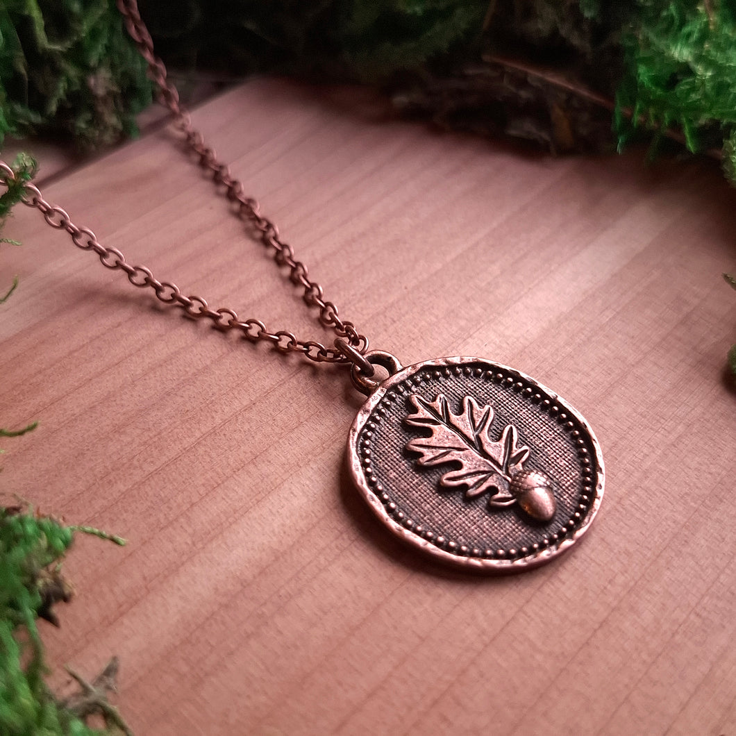 Copper Oak & Acorn Pendant