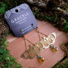 Load image into Gallery viewer, Evergreen Butterfly Brass Earrings
