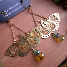 Load image into Gallery viewer, Evergreen Butterfly Brass Earrings
