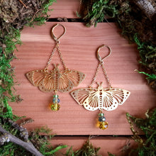 Load image into Gallery viewer, Evergreen Butterfly Brass Earrings

