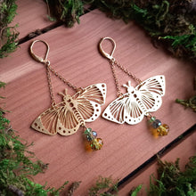 Load image into Gallery viewer, Evergreen Butterfly Brass Earrings

