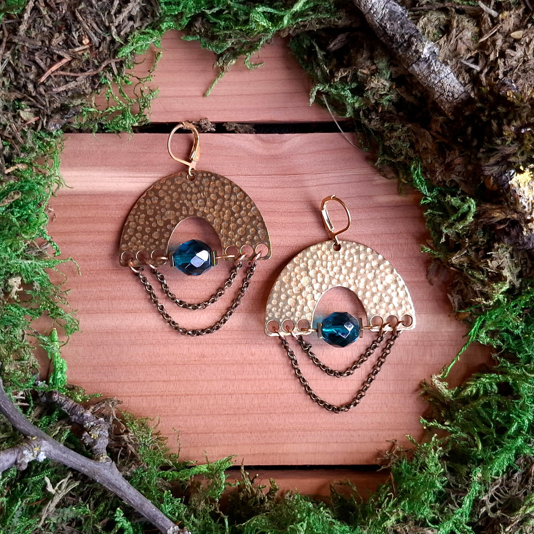 Viridian Arches Brass Earrings