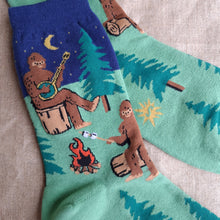 Load image into Gallery viewer, &quot;Sasquatch Campout&quot; Bigfoot Crew Socks
