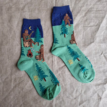 Load image into Gallery viewer, &quot;Sasquatch Campout&quot; Bigfoot Crew Socks
