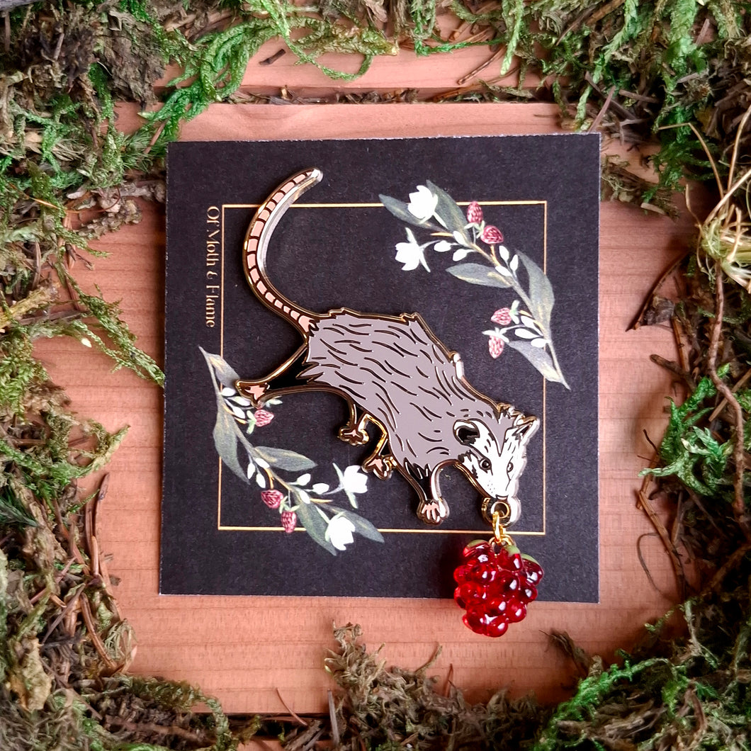 Opossum & Berry Enamel Pin