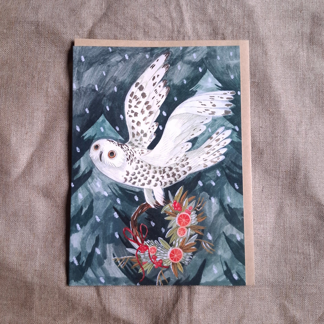 Festive Owl Holiday Greeting Card