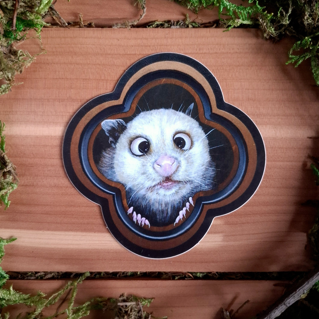 Peeking Opossum Vinyl Sticker