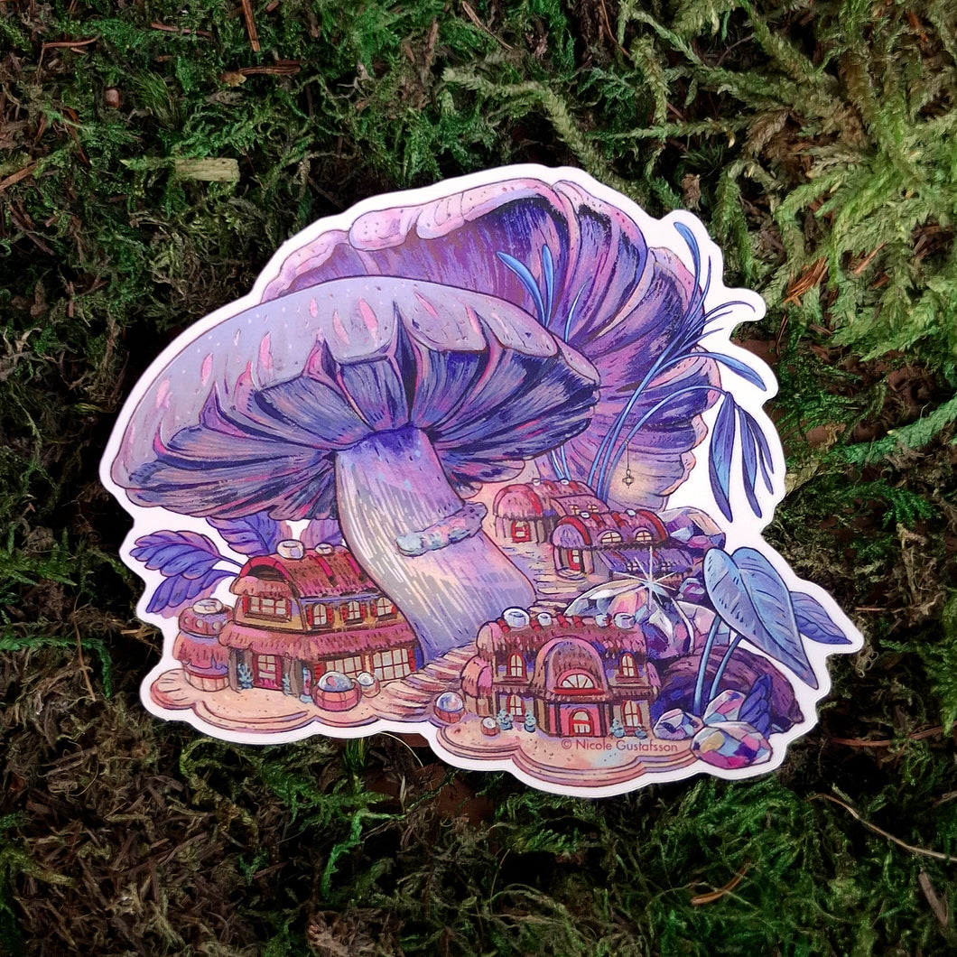 Mushroom Grove Village Vinyl Sticker