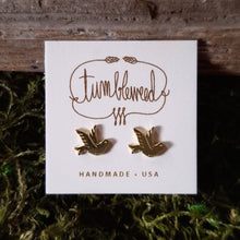 Load image into Gallery viewer, Tiny Brass Bird Stud Earrings
