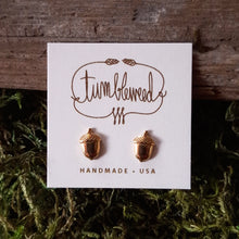 Load image into Gallery viewer, Tiny Brass Acorn Stud Earrings
