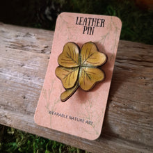 Load image into Gallery viewer, Four Leaf Clover Leather Brooch
