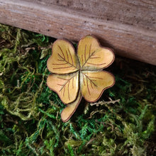 Load image into Gallery viewer, Four Leaf Clover Leather Brooch
