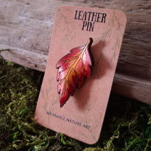 Load image into Gallery viewer, Fall Birch Leaf Leather Brooch
