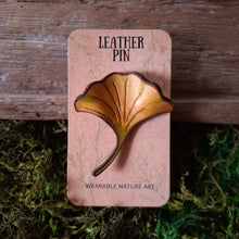 Load image into Gallery viewer, Gingko Leaf Leather Brooch

