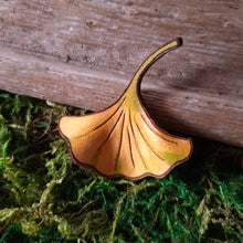 Load image into Gallery viewer, Gingko Leaf Leather Brooch

