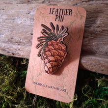 Load image into Gallery viewer, Pine Cone Leather Brooch
