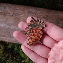 Load image into Gallery viewer, Pine Cone Leather Brooch
