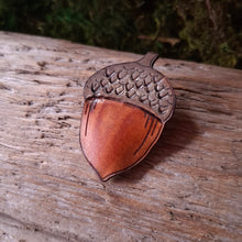 Load image into Gallery viewer, Acorn Leather Brooch
