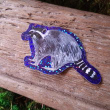 Load image into Gallery viewer, Glitter Raccoon Vinyl Sticker
