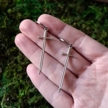 Load image into Gallery viewer, Stainless Steel Sword Hoop Earrings
