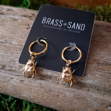 Load image into Gallery viewer, Small Gold Beetle Hoop Earrings
