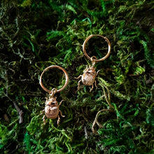 Load image into Gallery viewer, Small Gold Beetle Hoop Earrings
