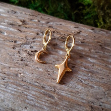 Load image into Gallery viewer, Puffy Moon &amp; Star Hoop Earrings
