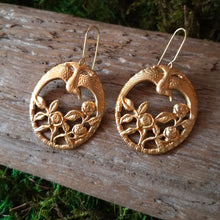 Load image into Gallery viewer, Brass Birds &amp; Roses Dangle Earrings
