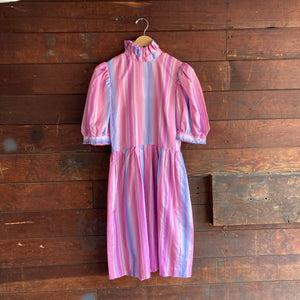 80s Vintage Pink Striped Dress