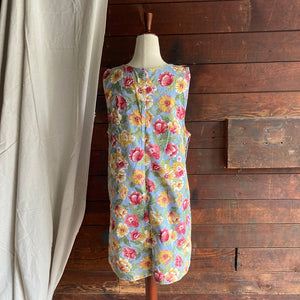 90s Vintage Floral Denim Jumper Dress