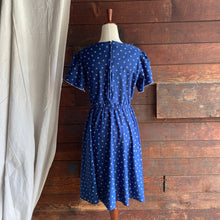Load image into Gallery viewer, 70s Vintage Blue Polyester Midi Dress
