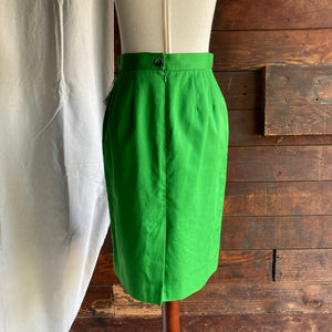 90s Vintage Green Twill Pencil Skirt