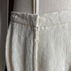 Vintage Cream Jacquard Pencil Skirt