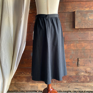 70s Vintage A-Line Black Poly Skirt