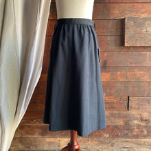 Load image into Gallery viewer, 70s Vintage A-Line Black Poly Skirt
