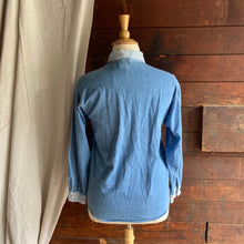 Load image into Gallery viewer, 90s Vintage Denim Shirt with Striped Collar
