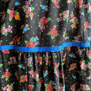 90s Vintage Gathered Cotton Floral Print Prairie Skirt