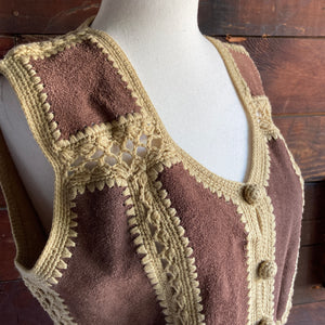 70s Vintage Leather and Knit Vest
