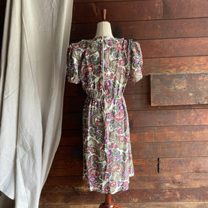 90s Vintage Rayon Blend Floral Midi Dress